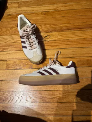 Adidas Gazelle Bold Leather Suede Platforms Burgundy Cream Maroon Sneakers Sz 8 white shoes thumbnail 3