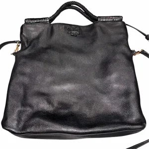 Tory Burch Black Leather Taylor Convertible Foldover Crossbody Purse thumbnail 1