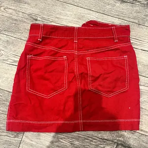 Forever 21 Womens Small Red Denim Mini‎ Skirt Button-Front thumbnail 5