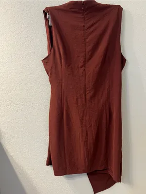 Asymmetrical Burgundy Dress‎ thumbnail 3