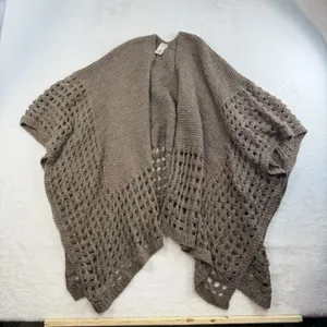 Soft‎ Surroundings OS Sweater Cardigan Knit Shawl Wrap Poncho Boho Brown Cozy thumbnail 2