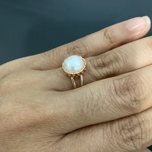 Rose Gold Over Sterling Silver Pearl Ring Size 7.75 Pink thumbnail 1