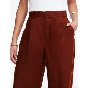 Madewell Slouchy Straight Pants in 100% Linen Henna Brown Relaxed US 10 NWT thumbnail 5