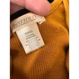 Bozzolo Mustard Ribbed Spaghetti Strap Crop Top Women’s Small Basic Stretch Cami thumbnail 4