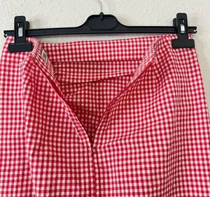 Zara Red Gingham Hi-Rise Midi Skirt Size Small thumbnail 10