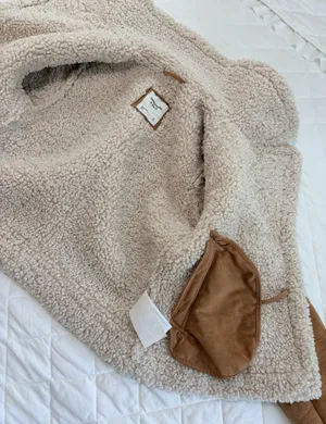 Abercrombie & Fitch XS Faux Shearling Aviator Moto Jacket Brown Teddy Y2K Cozy thumbnail 8