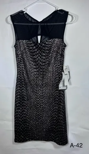 Jump Apparel Black Gold Metallic Art Deco Mesh Dress Juniors 1/2 NWT thumbnail 1