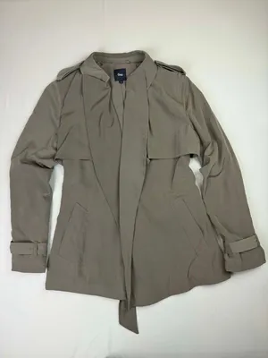 Gap Modern Gray Lightweight Open Front Belted Trench Coat Size Medium thumbnail 6