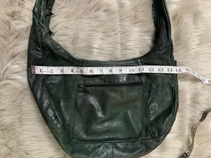 Dark green leather hobo shoulder bag purse thumbnail 12