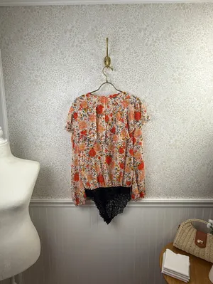 Free People Intimately Orange Floral Say It to Me Ruffle Bodysuit - Size - Small thumbnail 5