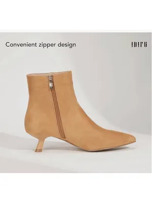 NEW Ankle Boots Bootie Low Kitten Heel Detachable Metal Strap Pointed Toe 7 thumbnail 4