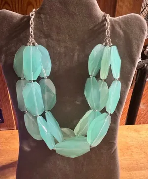 Chunky Beaded Statement Necklace Blue thumbnail 1