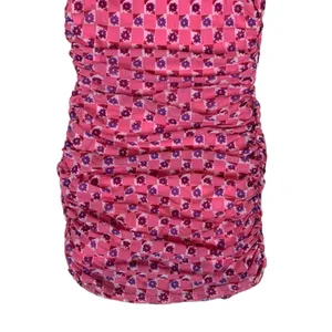 Urban Outfitters Pink Floral Ruched Bodycon Mini Dress L Cottagecore thumbnail 4