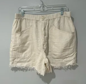 Free People Revolve Tomboy Linen Shorts Size S Color is Cream Oversized thumbnail 1