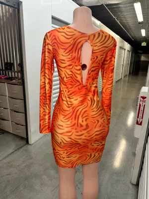 Orange Tiger Print Mini Dress 🐯 | DIY Sexy Tiger Halloween Costume thumbnail 4