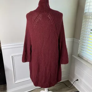 Lucky Brand burgundy‎ knit sweater cardigan size large thumbnail 6