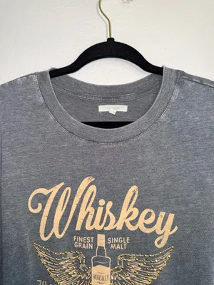 Maurices Whiskey Always A Good Idea Oversized Graphic Tee Gray Rhinestone thumbnail 3