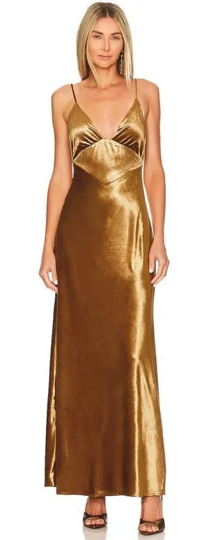 Bardot Capri Velour Slip Dress in Marigold Women’s 4 thumbnail 1