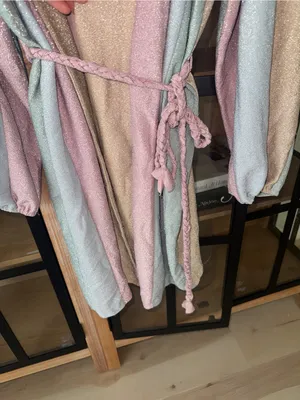 Main Strip Pastel rainbow wrap dress robe long sleeve shimmery glitter metallic QOS mini thumbnail 6