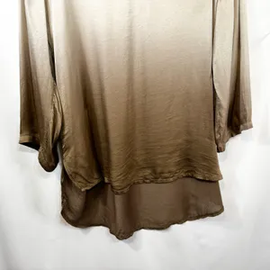 Prontomoda Giusy XL Top Ombre Silk Italy Quiet Luxury Old Money Dip Dye 1769‎ thumbnail 6