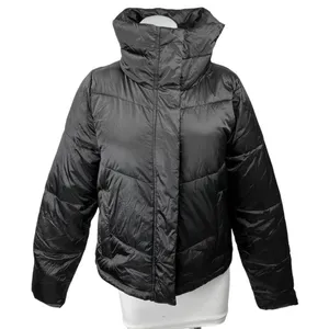 Abercrombie & Fitch Mini Puffer Women's Black High Neck Zip Up Coat Jacket Sz M thumbnail 1