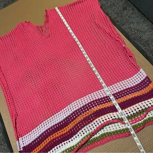 Moments Collection swimsuit cover knit net poncho pullover, sz M thumbnail 9