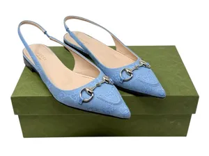 Gucci Erin Horsebit GG Canvas Slingback Blue Denim Ballet Flats Size 38 thumbnail 1