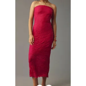 Anthropologie Strapless Knit Midi Dress Wedding Guest Coquette‎ Pink Large thumbnail 2