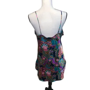 Vintage California Miss Floral Satin Short Chemise M Nightgown Side Slit thumbnail 8