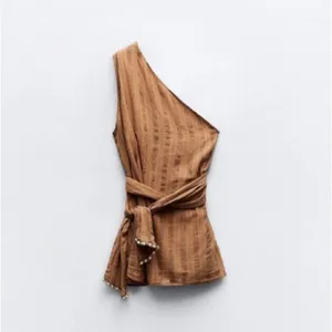 Zara one shoulder top with over the shoulder tie NWT SIZE XS thumbnail 2