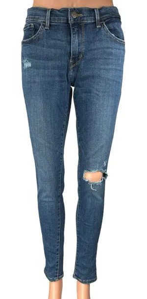 Levi's 710 Super Skinny Women's Blue Distressed Mid Rise Denim Jeans Size 31 thumbnail 1