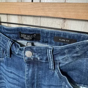 Judy Blue High Waist Distressed‎ Medium Wash Denim Jeans Flare Womens 11/30 thumbnail 5