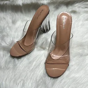 Torta Caliente (Size 8.5M) Clear/Nude Open Toe‎ Slip-on Block Heel. B76 thumbnail 3