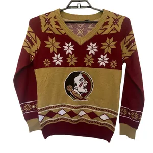 Foco FSU Seminoles Ugly Christmas Womens Sweater XL Retro VNeck Tailgate Holiday thumbnail 2