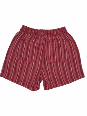 Briggs Striped Linen Blend Drawstring Shorts Red Beachy Summer XS thumbnail 4