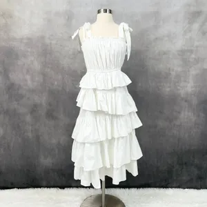 Idem‎ Ditto Womens Sun Dress Small Cotton Tiered Ruffle Cottagecore Coquette thumbnail 2