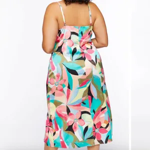 NWT Floral Satin Cowl Neck Midi Slip Dress with Slit - Size 0X / 12 thumbnail 4