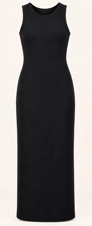 Marine Layer Dress Womens M Black Ribbed Maxi Minimalist Quiet Luxury Bodycon thumbnail 1