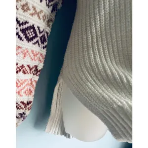 Maurices Sweater White Red Pink XL Cottage Cozy Winter Mock Neck thumbnail 4
