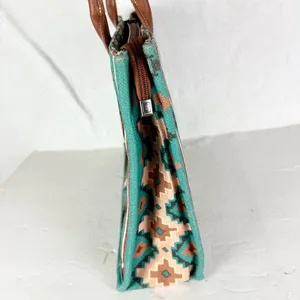 Wrangler Southwestern Dual Sided Wide Tote Bag Teal Western Boho Laptop thumbnail 4