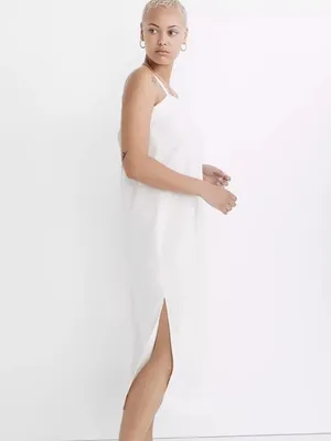 Madewell Linen Blend White Midi Dress thumbnail 3