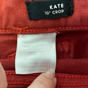 Veronica Beard Kate Crop Jeans Size 25 Red Burnt Fall thumbnail 4