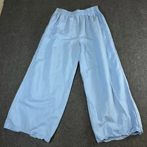 Vineyard Vines Womens Blue Linen Blend Wide Leg Crop Pants Size M High Rise thumbnail 2