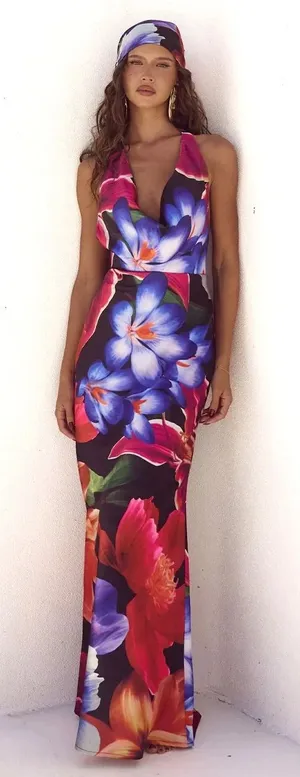 Runaway NWT Posey Maxi Dress Maeve Print Bold Multi Floral Medium thumbnail 1