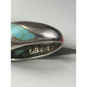 Sterling Silver Southwestern MOP/Turquoise Inlay Ring Size 7 - Stamp SX 925 thumbnail 4