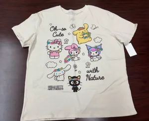 NWT Hello Kitty Sanrio Beige Short Sleeve Tee Size Medium thumbnail 1