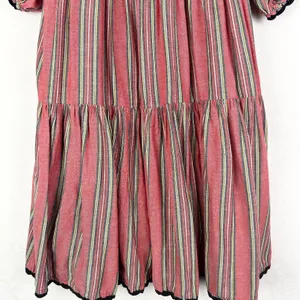 Sister Mary Sierra Dress Size Large Cotton Stripe Embroidered Smocked Boho Red thumbnail 7
