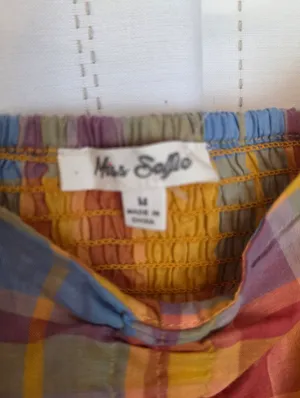 Miss Selfie Plaid Puff Sleeve Crop thumbnail 2