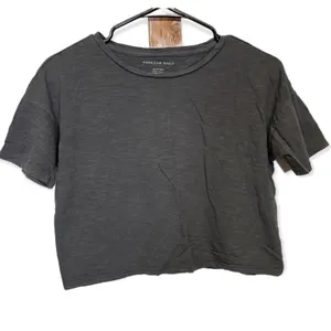 American Eagle Gray Short‎ Sleeve Cropped Tee Shirt Size XS thumbnail 1