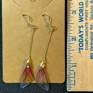 Butterfly Wings Stain Glass Style Pierced Earrings New thumbnail 2
